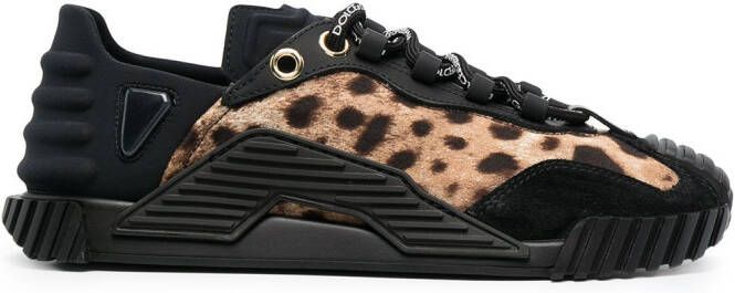 Dolce & Gabbana leopard panel low-top sneakers Brown