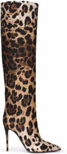 Dolce & Gabbana leopard-print pointed-toe boots Brown