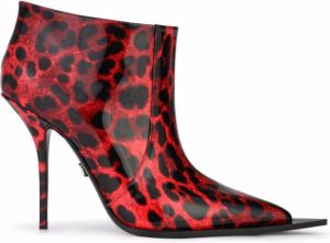 Dolce & Gabbana leopard-print pointed-toe boots Red
