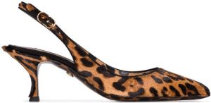 Dolce & Gabbana leopard print slingback pumps Brown