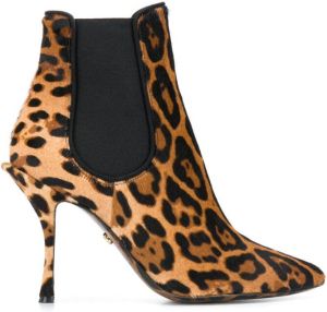 Dolce & Gabbana leopard print stiletto boots Brown