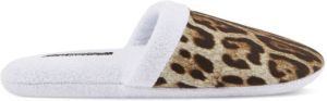 Dolce & Gabbana leopard-print terry slippers White