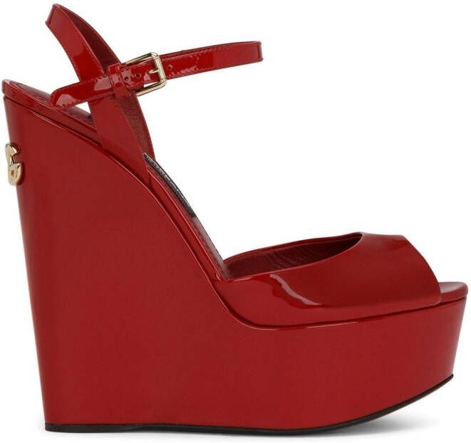 Dolce & Gabbana logo-detail platform sandals Red