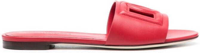 Dolce & Gabbana logo-embossed leather sandals Red
