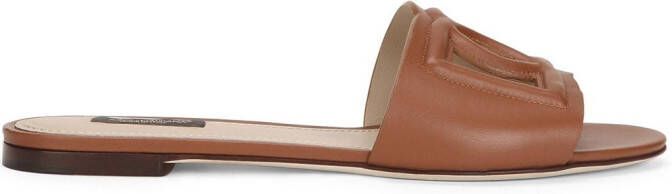 Dolce & Gabbana logo-embossed mule sandals Brown