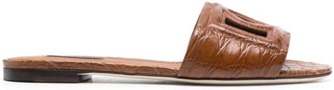 Dolce & Gabbana logo-embossed mule sandals Brown