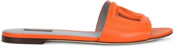 Dolce & Gabbana logo-embossed mule sandals Orange