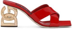 Dolce & Gabbana logo-heel crossover strap mules Red