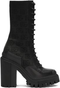 Dolce & Gabbana logo-jacquard lace-up boots Black