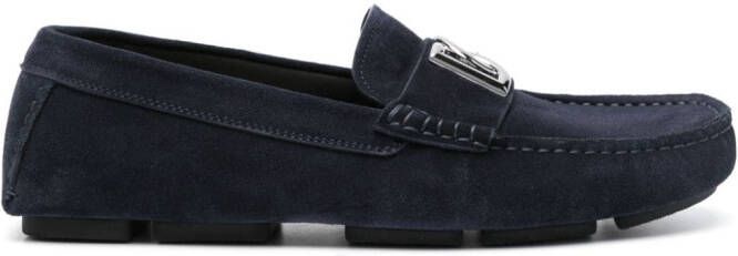 Dolce & Gabbana logo-lettering loafers Blue