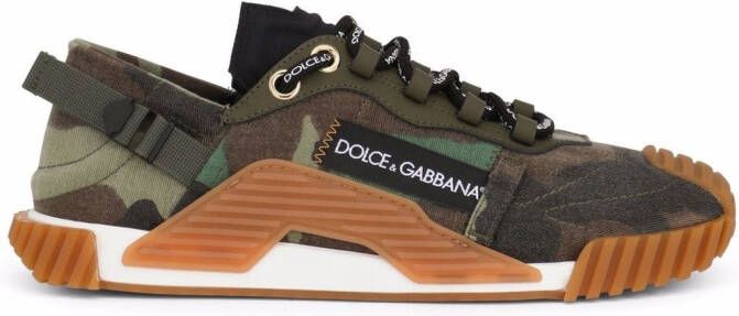 Dolce & Gabbana logo-patch lace-up sneakers Brown