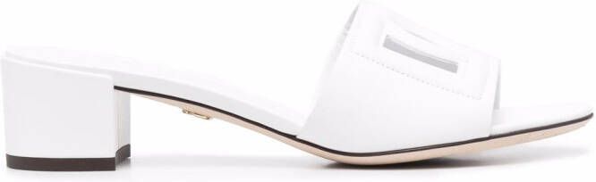 Dolce & Gabbana logo-patch open-toe mules White