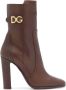 Dolce & Gabbana logo-plaque 110mm calf-length boots Brown - Thumbnail 1