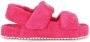 Dolce & Gabbana logo-plaque faux-shearling sandals Pink - Thumbnail 1