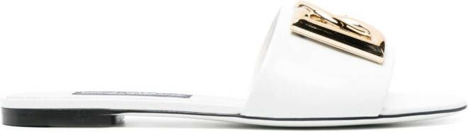 Dolce & Gabbana logo-plaque flat sandals White
