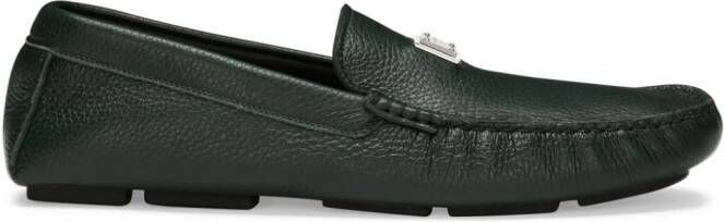 Dolce & Gabbana logo-plaque leather loafers Green