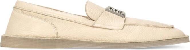 Dolce & Gabbana logo-plaque leather loafers Neutrals