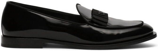 Dolce & Gabbana logo-tag patent leather slippers Black