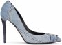 Dolce & Gabbana 105mm patchwork-denim buckle-detail pumps Blue - Thumbnail 1