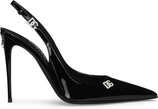 Dolce & Gabbana logo-plaque slingback leather pumps Black