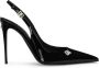 Dolce & Gabbana logo-plaque slingback leather pumps Black - Thumbnail 1