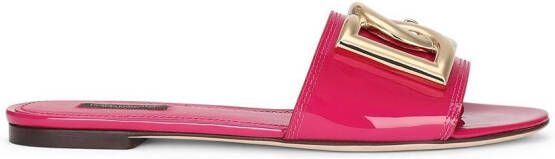 Dolce & Gabbana DG-logo patent leather sandals Pink