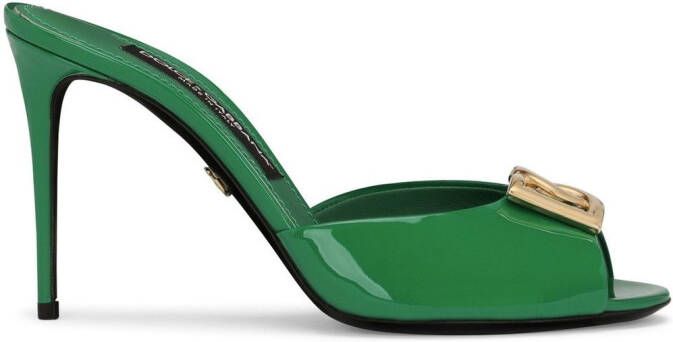 Dolce & Gabbana logo-plaque stiletto sandals Green