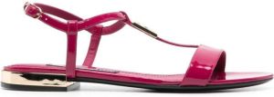Dolce & Gabbana logo-plaque T-bar sandals Pink