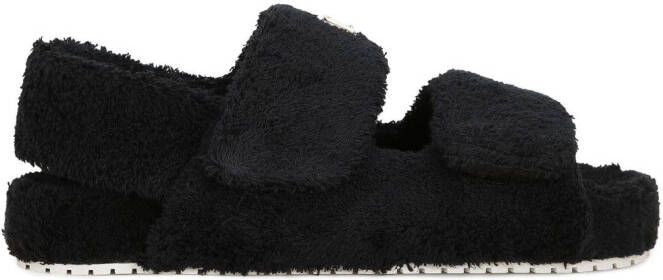 Dolce & Gabbana logo-plaque terrycloth-effect sandals Black