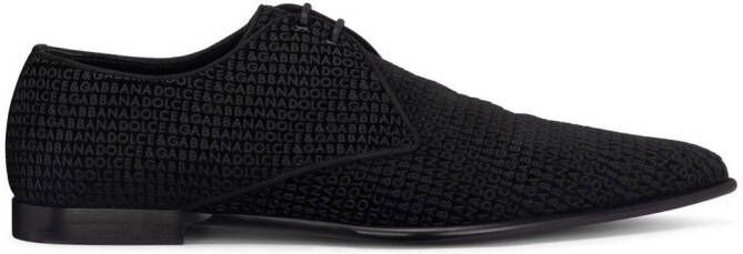 Dolce & Gabbana logo-print velvet derby shoes Black