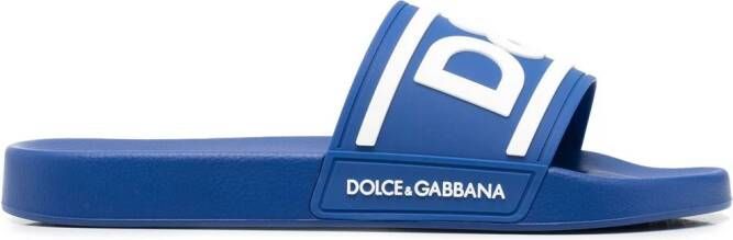 Dolce & Gabbana logo-print detail pool slides Blue