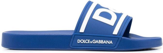 Dolce & Gabbana logo-print detail pool slides Blue