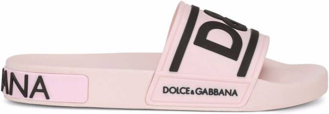 Dolce & Gabbana logo-strap slides Pink