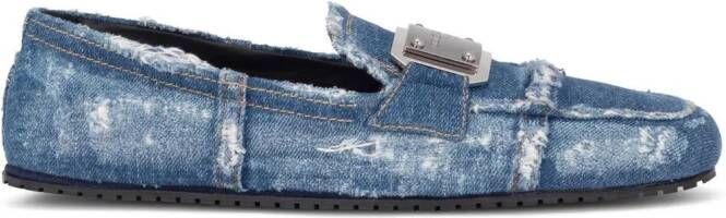 Dolce & Gabbana logo-tag patchwork-denim loafers Blue