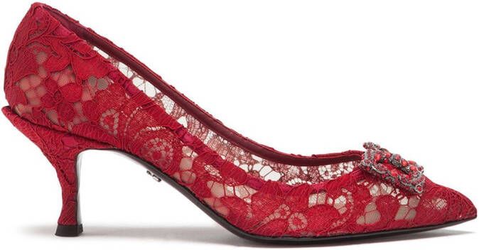 Dolce & Gabbana Lori DG Amore Taormina lace pumps Red