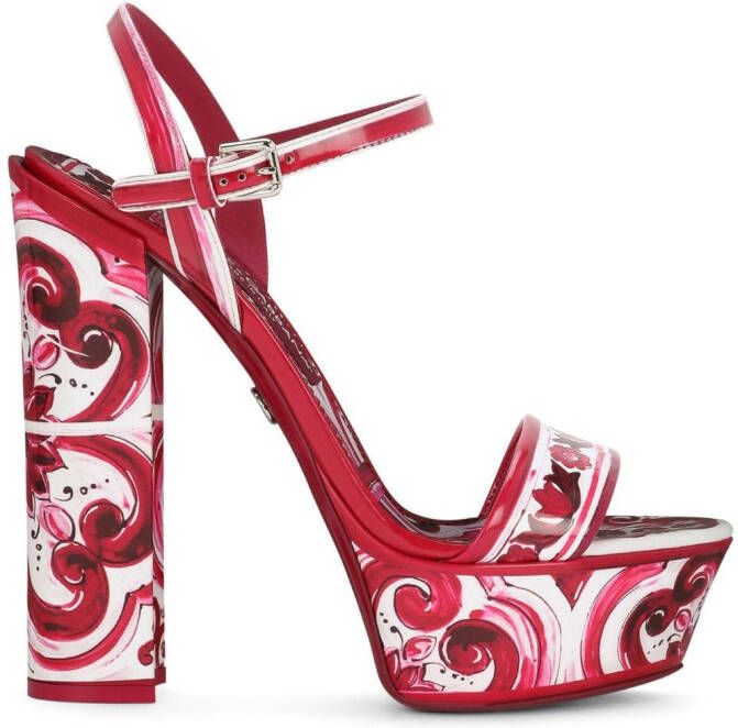 Dolce & Gabbana Maiolica-print platform sandals Red