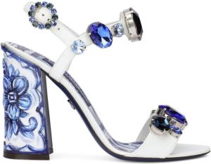 Dolce & Gabbana Majolica-print crystal-embellished sandals Blue