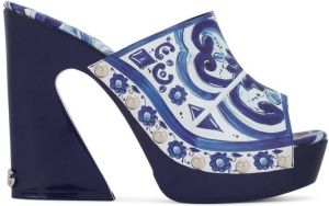 Dolce & Gabbana Majolica-print mules Blue