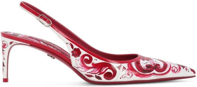 Dolce & Gabbana Majolica-print slingback pumps Pink