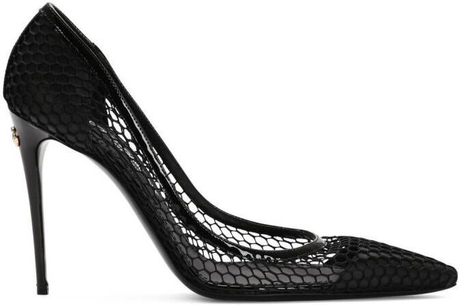Dolce & Gabbana 105mm patent leather mesh pumps Black