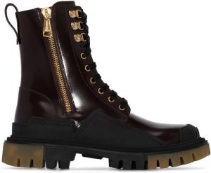 Dolce & Gabbana military-style chunky boots Brown