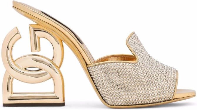 Dolce & Gabbana 3.5 105mm rhinestone-embellished mules Gold