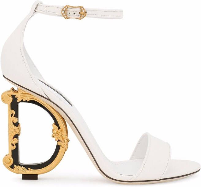 Dolce & Gabbana Baroque DG 105mm leather sandals White