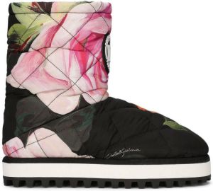 Dolce & Gabbana padded floral-print snow boots Black