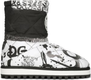 Dolce & Gabbana paint splatter-print padded boots White