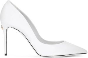 Dolce & Gabbana patent-leather 90mm pointed pumps White
