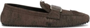 Dolce & Gabbana patterned-jacquard logo-plaque loafers Brown