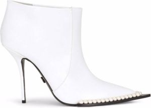 Dolce & Gabbana pearl-embellished pointed-toe boots White