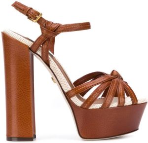 Dolce & Gabbana platform cross-strap sandals Brown