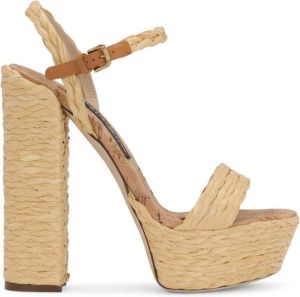 Dolce & Gabbana platform heel raffia sandals Neutrals